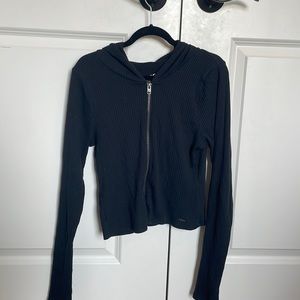 Black cropped zip up
